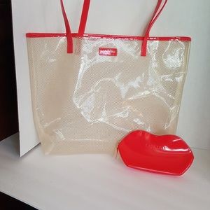 Lancome tote with lips bag